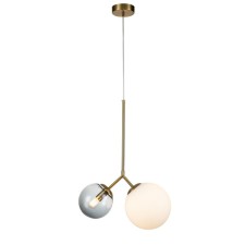 Светильник подвесной Indigo, 11023/2P Bronze. 2х40Вт, E14, 400х200х605/1655 мм, цвет матовый белый, дымчатый