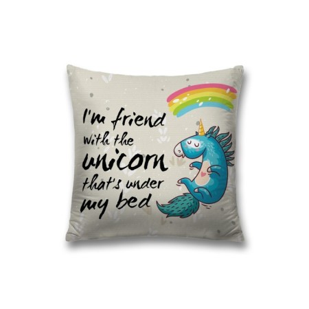 Decorative pillowcase "Unicorn over the bed", on a zipper, size 45x45 cm