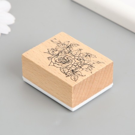 Printing wood, rubber "Bush rose" 5x4x2.5 cm-1