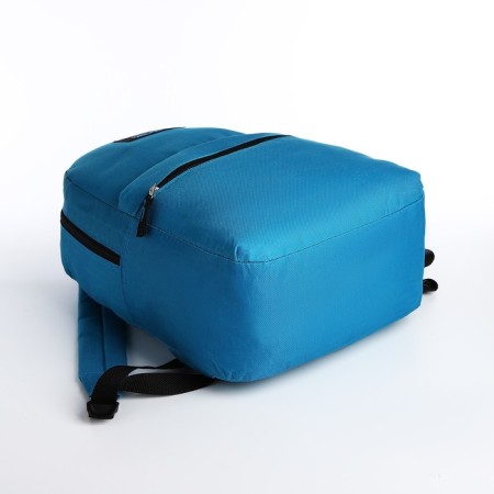 A backpack with a zipper, external pocket, dark blue color-4