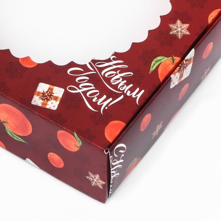 Gift box team with the window "Mandarins and gifts", 11.5 x 11.5 x 3 cm-8