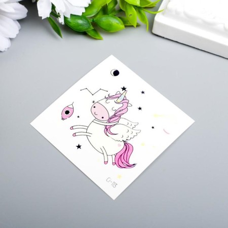 Tattoo on the body color phosphorus "Unicorns in space" 6x6 cm-2