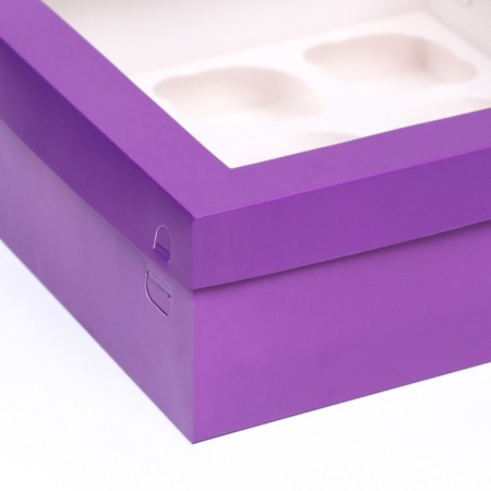 Packaging for 9 cupcakes with a window, lilac, 25 x 25 x 10 cm-2