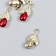 Decor for creativity metal, rhinestones "Two leaves with crystal" gold, red 1.1x2.1 cm