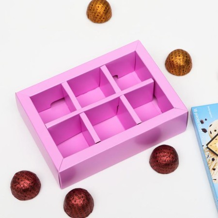 Box for sweets 6 pcs, lilac, 13.7 x 9.85 x 3.86 cm-2