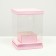 Box for flowers with a vase and PVC windows are folding, pink, 16 x 23 x 16 cm
