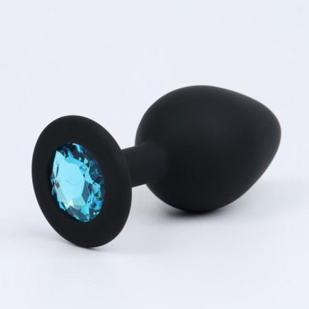 Anal traffic jam-hoods, with a crystal, without vibration, Soft silicone, 35 x 80 mm, black-1
