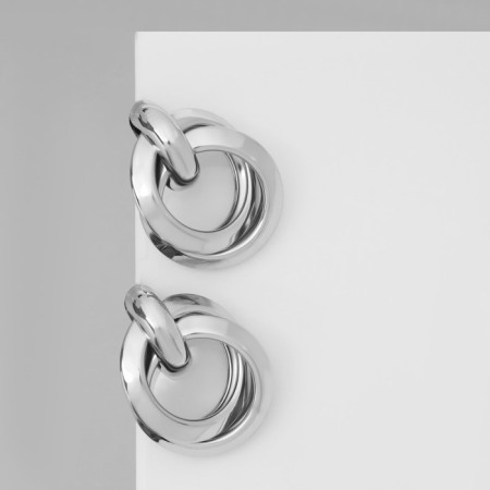 Earrings Metal "Geometry" circles on the ring, color silver