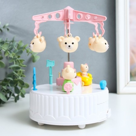 Musical Mechanical Carousel Carousel - Bears 13.5x13.5x20 cm-3