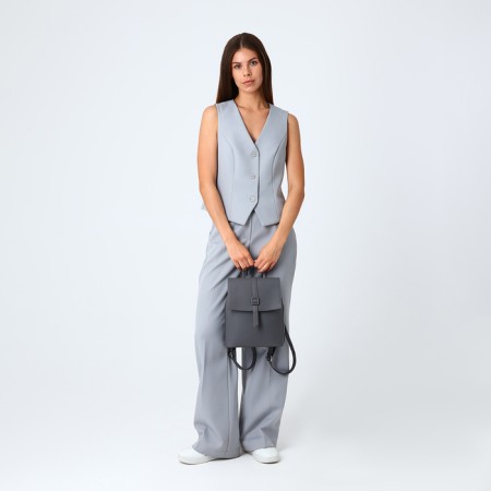 City backpack made of artificial leather with lightning, the color is gray-6