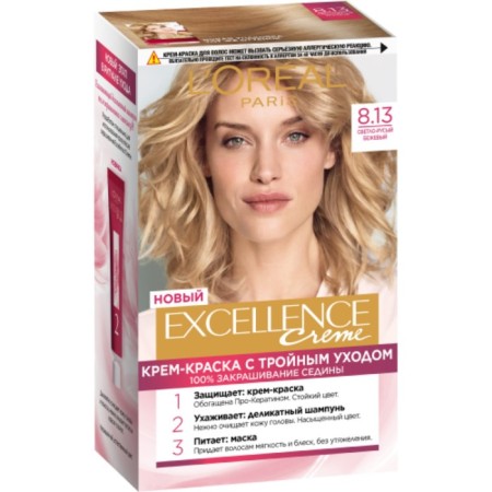 Hair Cream L’Oreal Excellence Creme, tone 8.13 Light-brown beige