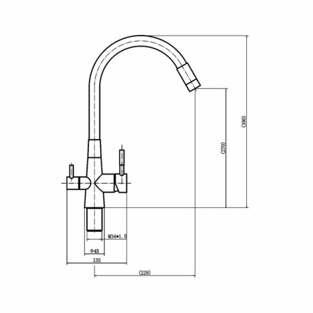 Fashun A54029-12 kitchen mixer, single-leaf, with output for drinking water, satin-1