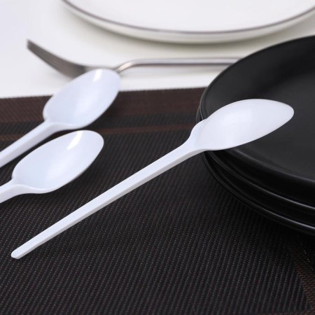 Set of white plastic disposable spoons, 16.5 cm, 12 pcs-1