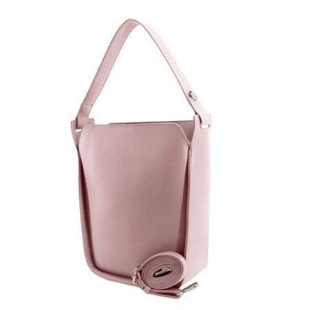 Bag women, genuine leather, pink, 20x10x47 cm