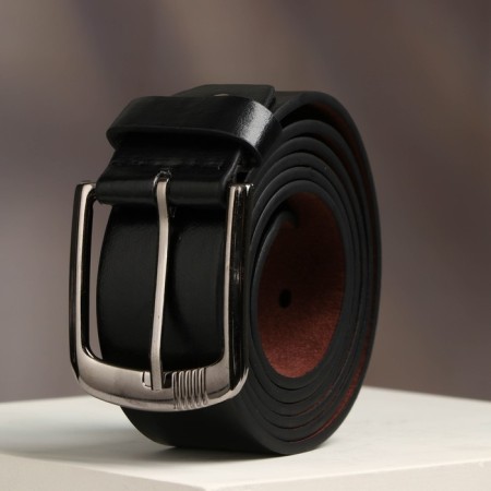 Male belt "February 23", leatherette, black color-4