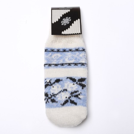 Women's woolen mittens "spring", white/blue color, size 20-22-3