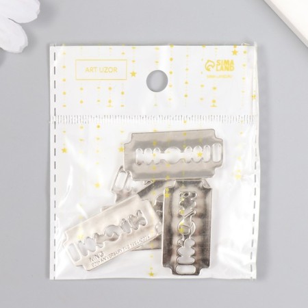 Decor metal for creativity "Blade" silver 6880 3.8x1.9 cm-4