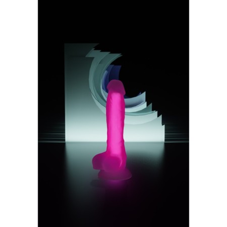 Phalloimitator, glowing in the dark, silicone, transparent pink, 18 cm-2