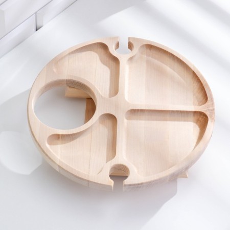 Table - tray with a menage and folding legs d = 30x2 cm, birch-4