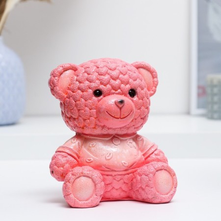 Piggy bank "Bear Plush" Pink, 11x12x15cm