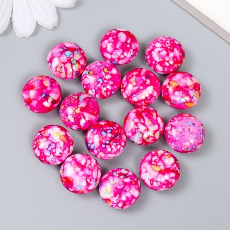 Beads for creativity plastic "Marble. Fuchsia" set of 15 pcs 1.7x1.7x1 cm-1