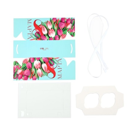 Capcake box, confectionery packaging, 2 cells “March 8”, 16 x 8 x 10 cm-4