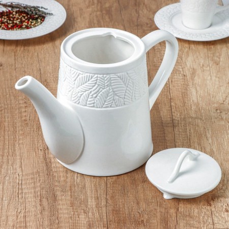 Teapot Porcelain Hot Magistro Crotone, 1.4 liters, white color-4