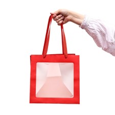 Crafts with a square bottom and window, 25 x 25 x 25 cm, red