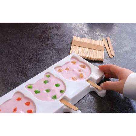 Ice cream form "cats", silicone, 38 × 14.5 × 2.5 cm, 4 cells, white color-7