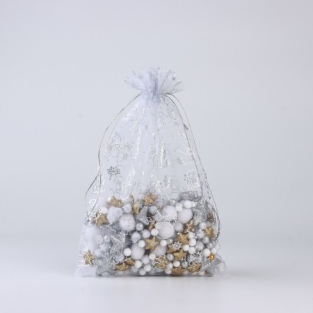 Gift bag “Happy New Year”, organza, red, 20 x 30 cm, new year-1