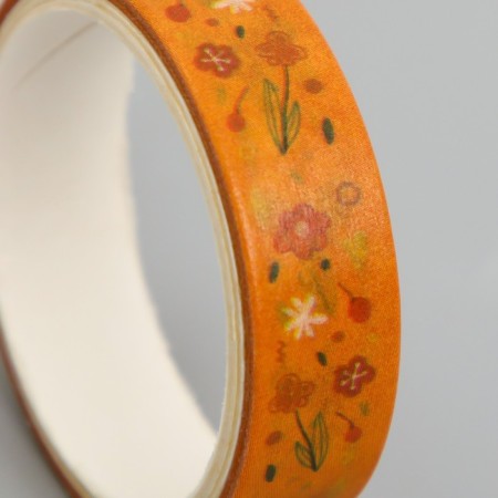 Adhesive tape paper "Orange mood" width 1 cm winding 2 m set 5 pcs-3