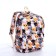 School backpack from textiles on a zipper, 3 pockets, pencil case, colorful color/orange