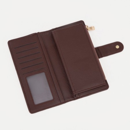 Women's wallet on the button, brown color-2