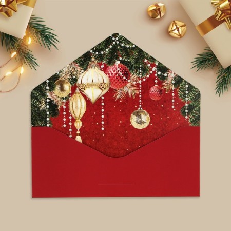 Gift envelope "New Year's chic", Christmas balls, software, embossing, embossing, 19 x 9.2 cm, new year-4