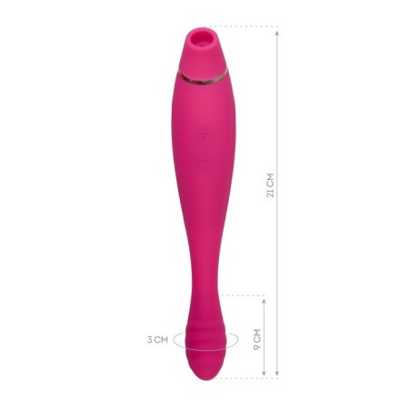 Jos Danvi vibrator with vacuum-wave stimulation, silicone, 21.5 cm, pink color-10