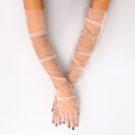 Carnival accessory- transparent gloves, white color-1