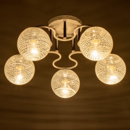 Svetogor chandelier "System" 5x60W E27 white/chrome 53x53x23cm-2