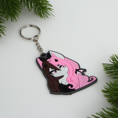 Key keychain, rubber, anime "Chibi", 6.2 x 5.3 cm-3