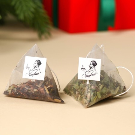 New Year! Gift set "heat for two": black tea with walnut and cinnamon 3 g., Tea drink of herbal 3 g.-2
