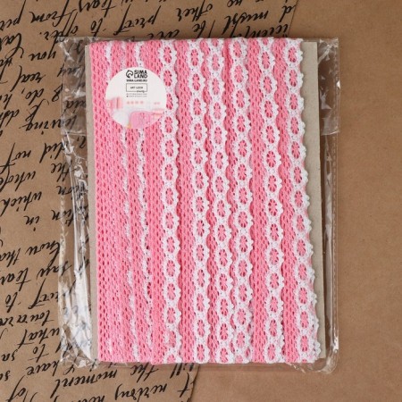 Knitted lace, 20 mm × 15 ± 1 m, pink/white color-3