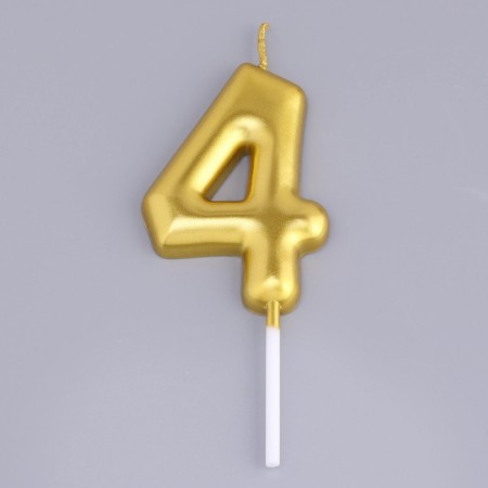 Candle in the Cake "European", number "4", 6 cm, gold-2