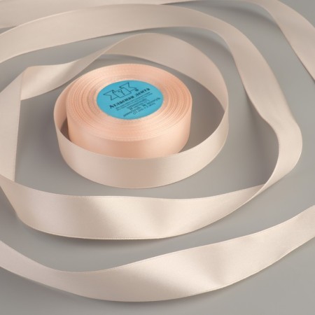 Satin tape, 25 mm × 33 ± 2 m, light pink color No. 002