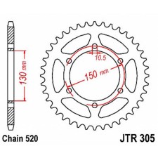 The rear star, driven JTR305.46, chain 520, 46 teeth