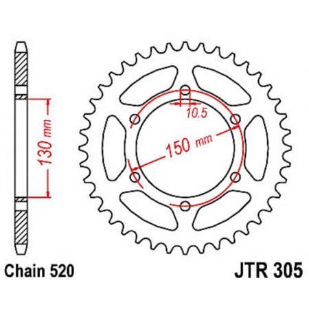 The rear star, driven JTR305.46, chain 520, 46 teeth