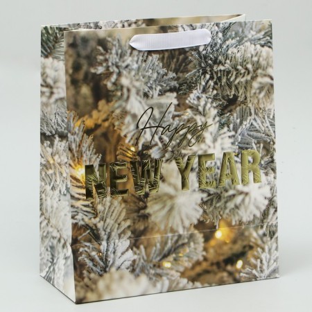 Laminated vertical package, congregation embossing "Happy New Year", Ml 23 x 27 x 11.5 cm, New Year-2