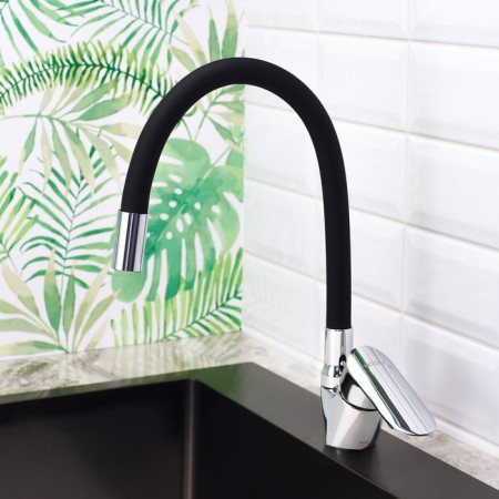 BouOU B8274-10F-E307A kitchen mixer, single-leaf, with flexible silicone-green, chrome-2