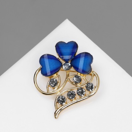 Brooch "Flower" Trilist, the color is blue in gold-4