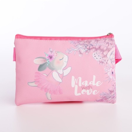 Сумка детская для девочки "Made with love", эко-кожа, розовый, 16х11 см-2