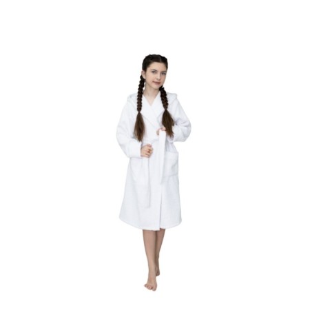 Children's robe with a hood, size 36, white color-3