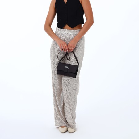 Bag-clate on magnet, long belt, brown color-10